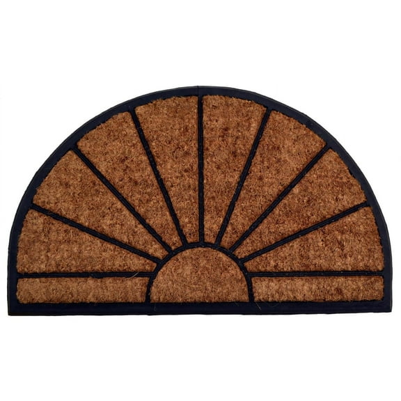 Imports Décor Half-Round Sunburst Coir Doormat with Rubber Backing, 18" x 30" – Indoor/Outdoor Entry Mat