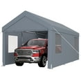 thumbnail image 2 of Outdoor Carports Carport 10' x 20' Portable Garage, Heavy Duty Car Port Canopy with 2 Roll-up Doors & 4 Ventilated Windows for Car, Truck, Boat, Garden Tools, grey,Residential Carports, 2 of 10