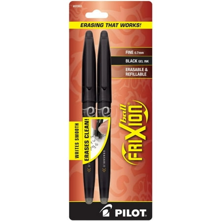 Pilot FriXion Ball Erasable Gel Pens, Fine Point, Black Ink 2 ea (Pack of 2)