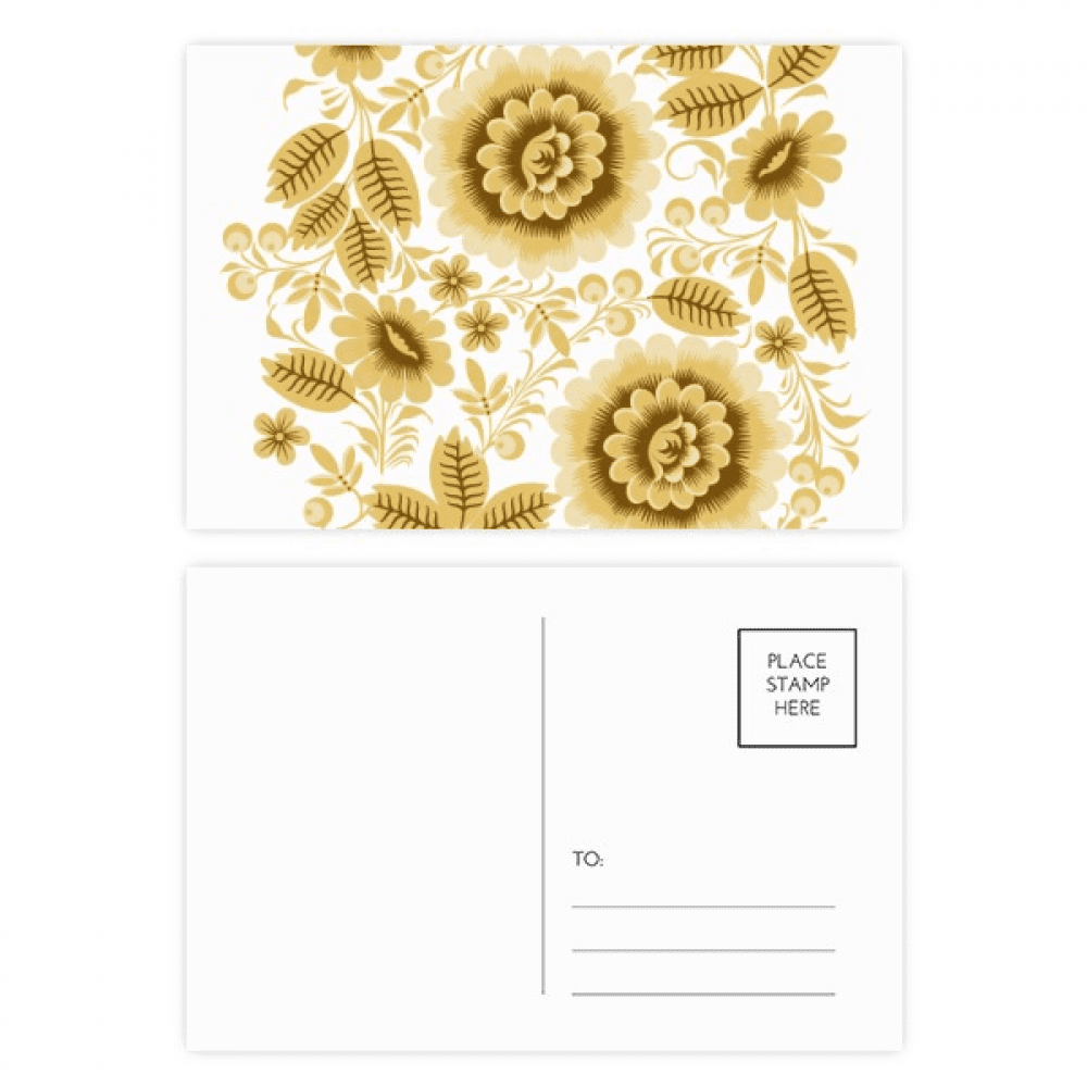 yellow en classic floral pattern flowers postcard set birthday mailing thanks greeting card