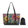 thumbnail image 7 of FORMRS Canvas Laptop Tote Bag for Women with 15.6" Computer Compartments Shoulder Handbag, Orange Colorful Flowers, 7 of 7