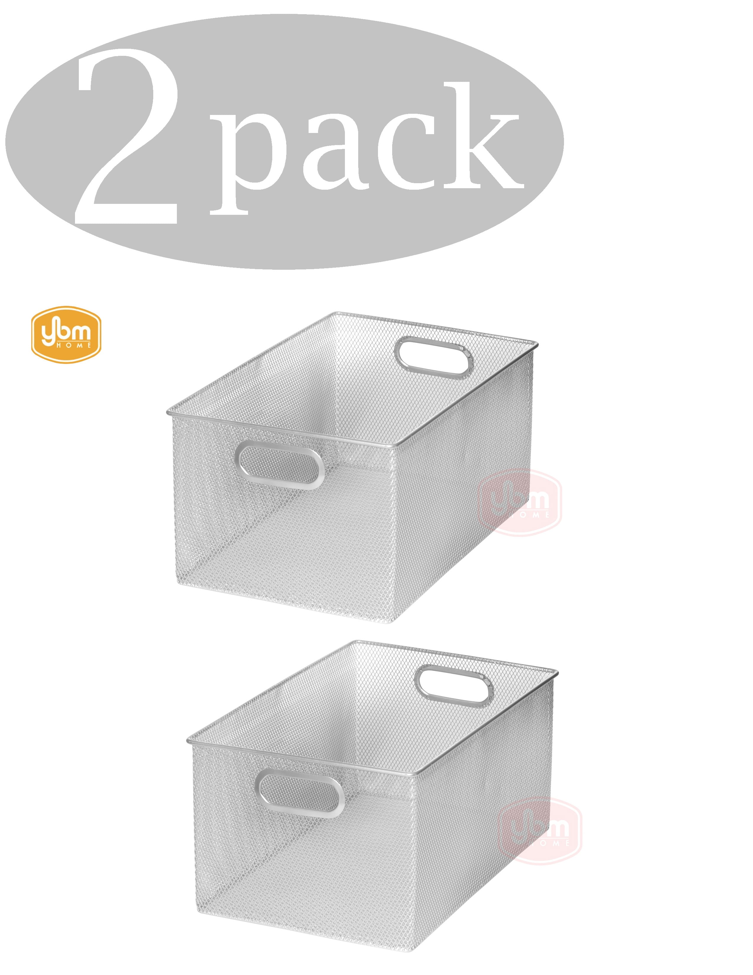 Ybm Home Wire Mesh Open Bin Shelf Storage Basket Kitchen Pantry Organizer Silver Upper 13.3 in