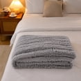 thumbnail image 4 of XIA0LE Thickened Long Faux Fur Throw Blanket, 31.5x42.5 Inchesfuzzy Faux Fur Throw Blanket, Reversible Shaggy Blankets, Fluffy Plush Warm Throws For Sofa Couch, Gray, 4 of 5