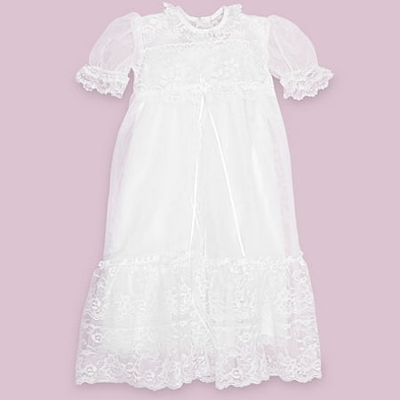 Precious Blessings Girl's Lace Christening Gown With Bonnet