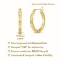 thumbnail image 3 of Tilo Jewelry 14K Yellow Gold Chunky Square Tube Hoop Earrings with Diamond-Cut Engraving for Womens & Unisex | 30mm, 3 of 11