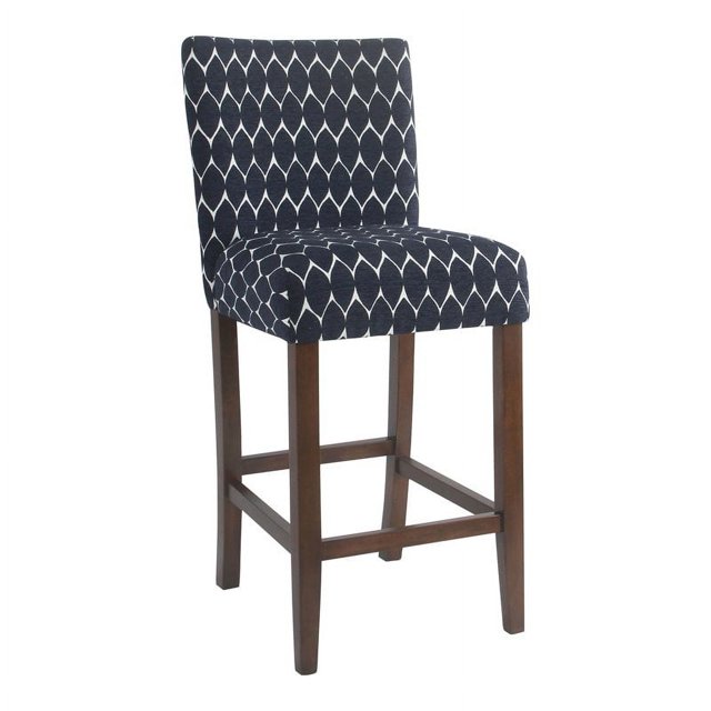 HomePop 29" Traditional Wood and Fabric Parsons Barstool in Textured Navy
