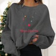 thumbnail image 2 of Aocisk Chandail à Col Rond à Manches Longues pour Femme avec Imprimé Graphique de Noël, Haut Décontracté à Motif Festif Gris G, 2 of 5