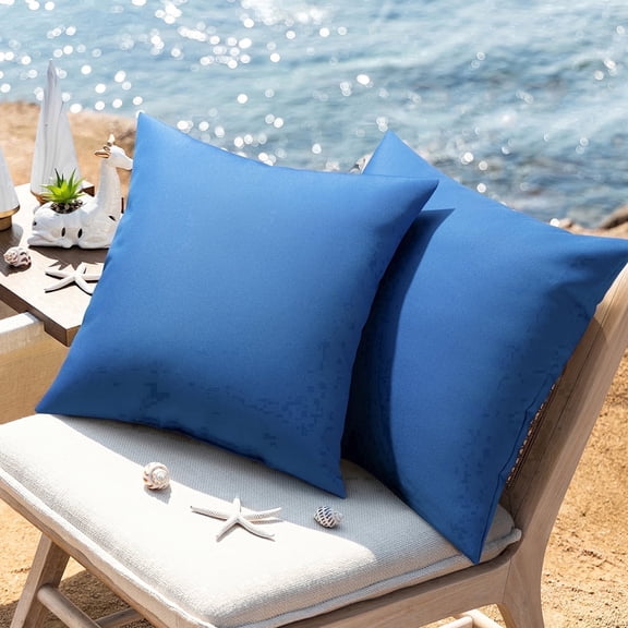 Phantoscope 18 x 18 inch Blue Polyester Outdoor Throw Pillows, Waterproof Dual-Use, 2 Pack