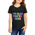 thumbnail image 2 of Sewkxo Girls Welcome Back to School Letter Graphic T Shirt Short Sleeve Crew Neck Cotton Casual Tee for Kids,Black 100, 2 of 4