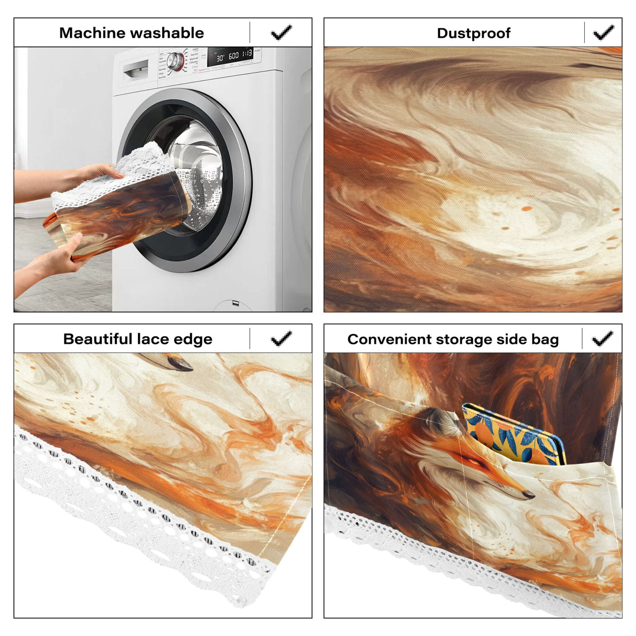 WOBOGO Cool Orange Fox Washing Machine Cloth Dryer Refrigerator Top Cover Protective Non-Slip Mat For Kitchen Laundry