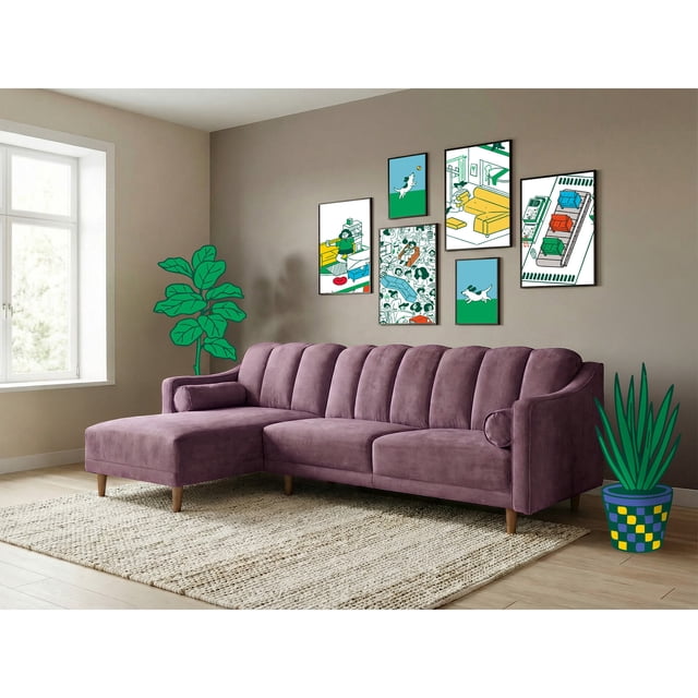 Sofá Cama Modular Reversible de Velvet Morado Modelo Scotch Makora