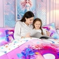 thumbnail image 4 of meiyoeat Flower Butterfly R Initial Rainbow Full Size Comforter Sets, Watercolor Galaxy Stars Bedding Comforter Set for Girls, Colorful Star Reversible, 3 Pieces, 1 Comforter and 2 Pillowcases, 4 of 6