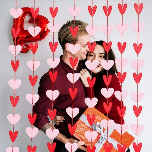 Cortina de Puerta Roja para Boda con Forma de Corazón de Tela No Tejida con Bandera de San Valentín