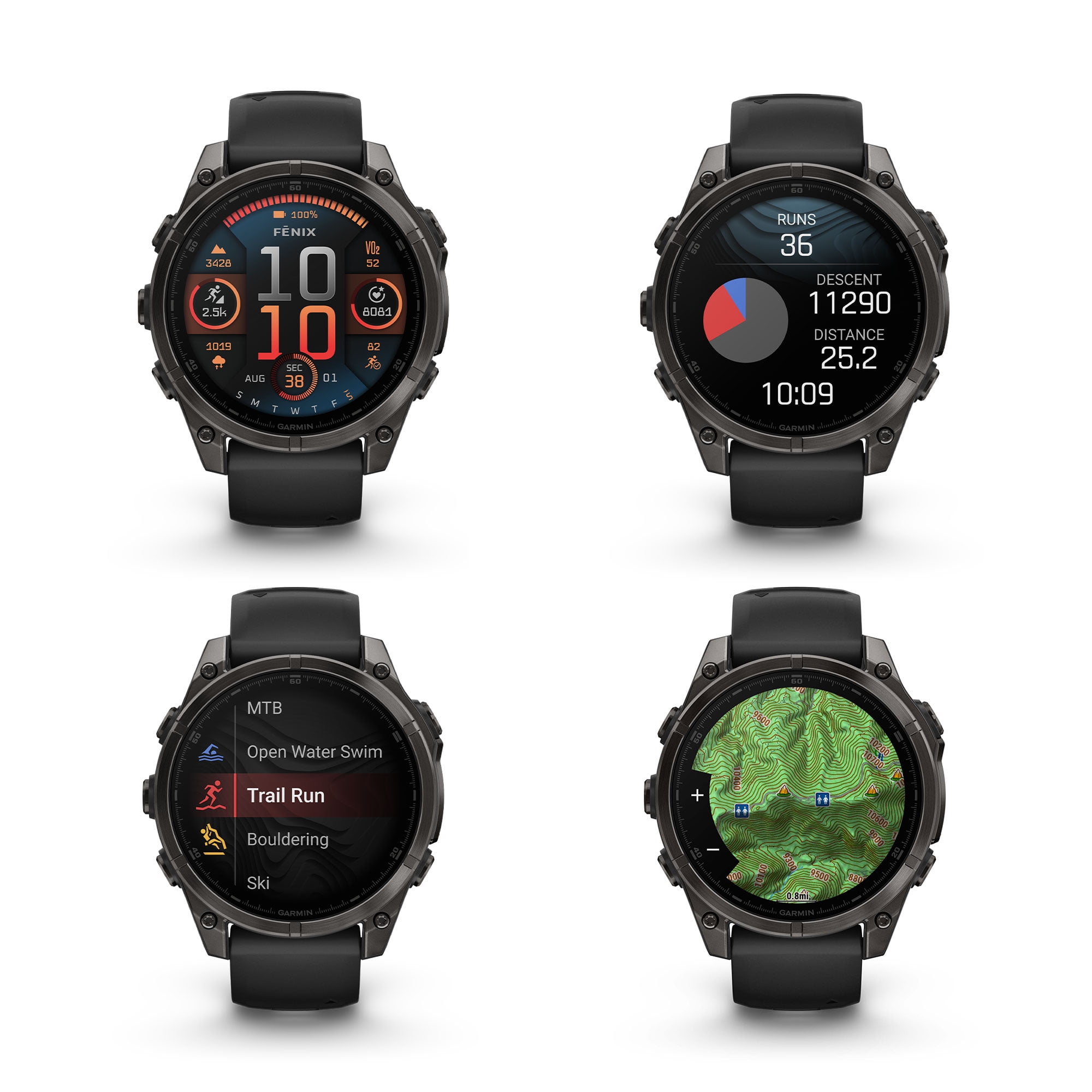 Garmin Fenix 8 47MM AMOLED Sapphire GPS Smartwatch Carbon Gray DLC Titanium with Black Gray Silicone Band Bundle