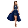 thumbnail image 5 of Bobifish Toddler Girls Formal Dress Sparkle Sequin Tulle Halter Sleeveless Sheath Long Dress Evening Party Kids Girls Dresss, 5 of 9