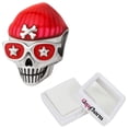 thumbnail image 3 of Charm chapa plata con gorro SkullCap01 3Pzas Plata S925 Chapa Separador Fijo Cráneo Gorro Plata/Rojo Caja Negra 4x4cm., 3 of 4