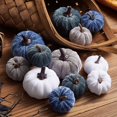 thumbnail image 2 of Bazyrey Set of 12 Plush Fake Velvet Pumpkins, White&Gray,Teal Assorted Colors for Fall Decor, Thanksgiving, Halloween Decorations,Halloween Christmas Decorations, 2 of 8