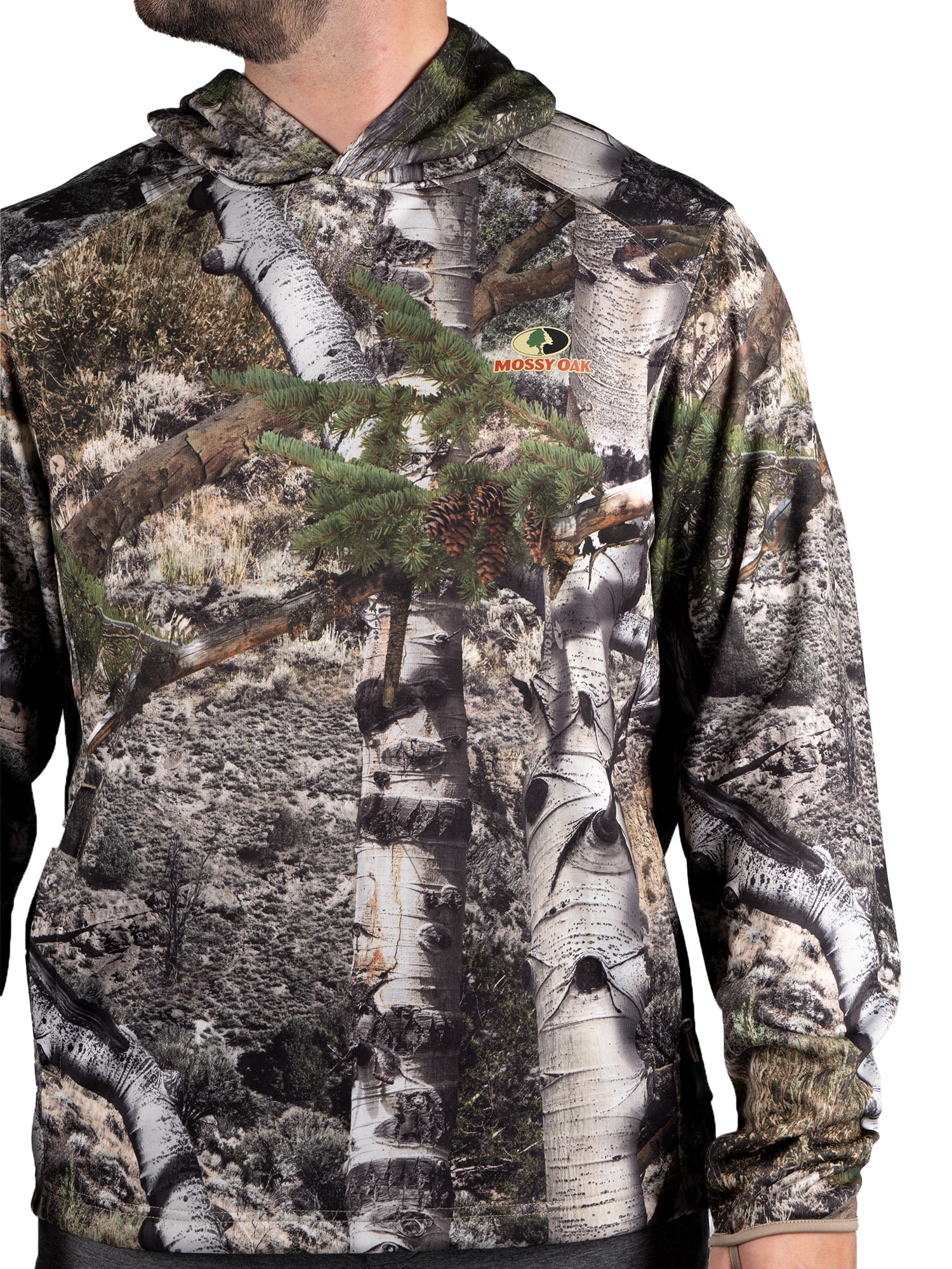 Men's Camo Hunting Performance Hoodie Pullover Sweatshirt by Mossy Oak, Sizes S-3XL