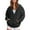 2-Black, variant on Funicet Women Fall Winter Warm Plush Hooded Coat Solid Color Long Sleeve Zip Up Thick Cardigan Jacket