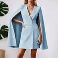 thumbnail image 2 of Robes d'Invité de Mariage pour Femmes, Robe Double Cape Décontractée Élégante Tunique de Travail Style Peplum Manches Longues Tenue Formelle d'Affaires avec Col Châle et Poches Latérales pour le Trajet Quotidien, 2 of 4