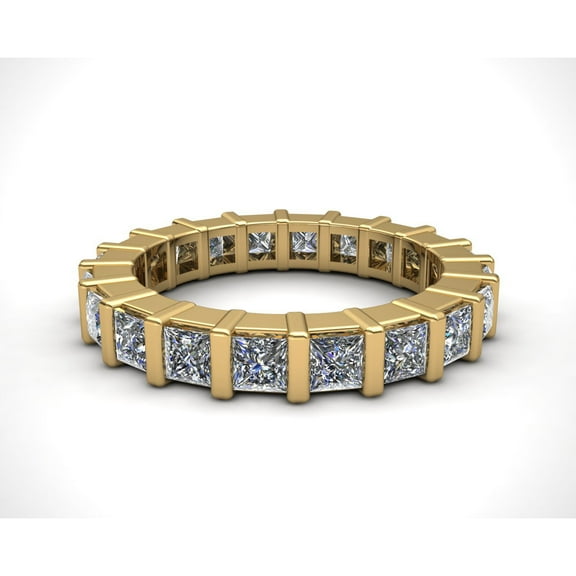 Natural 2.25Ct Princess Cut Diamond Bar Set Women's Anniversary Wedding Eternity Band Ring Solid 10k Yellow Gold G-H I1