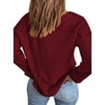 thumbnail image 4 of HUBERY Women Button Up V Neck Spliced Long Sleeve Ribbed Solid Color Knitted Top, 4 of 5