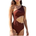 thumbnail image 1 of DPTALR Women Summer Solid Color With Chest Cushion And No Steel Support Sexy Backless Strap Swimsuit, 1 of 4