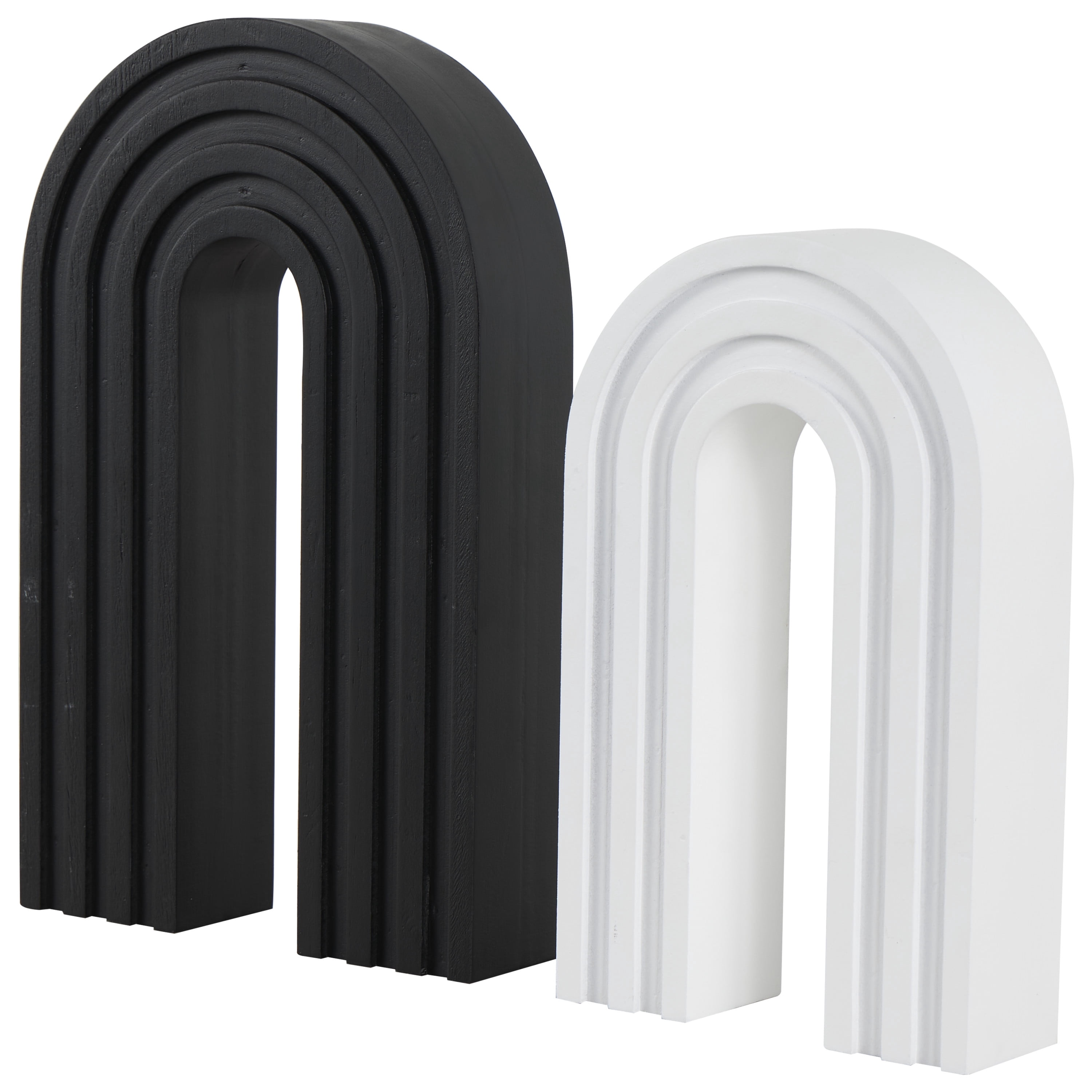 9", 7"H Black Wooden Layered Arch Geometric Sculpture, by CosmoLiving by Cosmopolitan (2 Count)