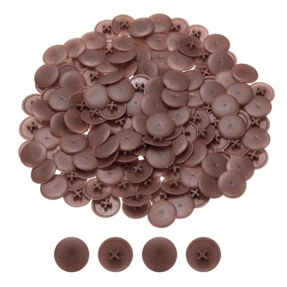 Uxcell Screw Cap Covers, 108Pcs 17mm - Plastic Self-lock Nut Screw Cap, Screw Decoration Cover for Phillips Cam Fitting Nut Self-tapping Screw, Light Coffee