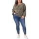 thumbnail image 2 of Blusas Casuales de Mujer Plus Size Agnes Orinda con Cuello Redondo, Manga Larga, Puños Elásticos y Estampado Floral Ditsy 2X Negro Beige, 2 of 5