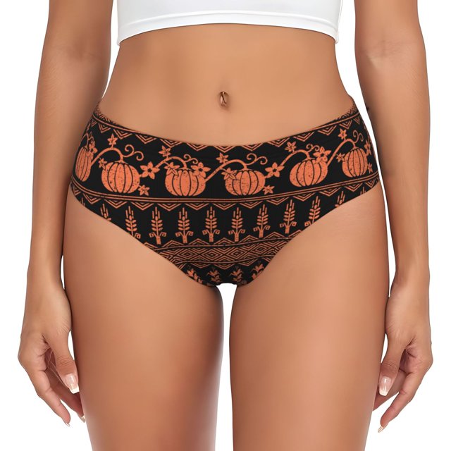 Fotbe Vintage Pumpkin Pattern Calzones Estampados para Mujer – Ropa Interior de Algodón, Cómoda, Suave y Elástica-4X-Large