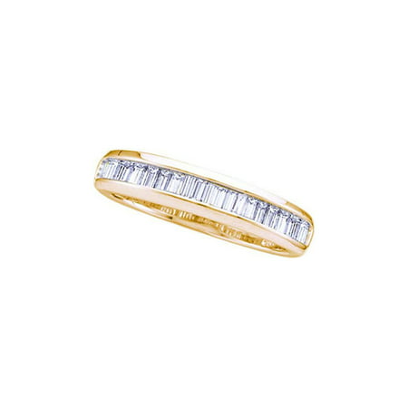 14kt Yellow Gold Womens Baguette Diamond Wedding Anniversary Band Ring 1/6