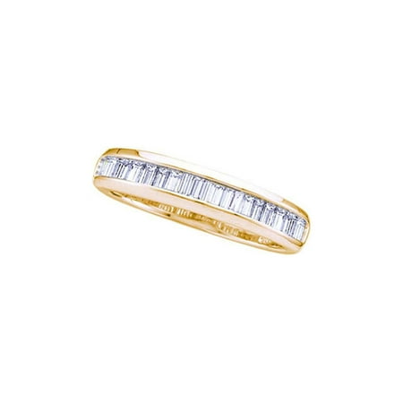 14k Yellow Gold Anniversary Band - 14kt Yellow Gold Womens Baguette Diamond Wedding Anniversary Band Ring 1/6 Cttw