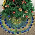 thumbnail image 3 of Christmas Tree Skirt,Peacock Feathers Circle Xmas Tree Skirt Rustic Farmhouse Tree Skirt for Christmas Decor Xmas Holiday Home Party Decorations48, 3 of 6