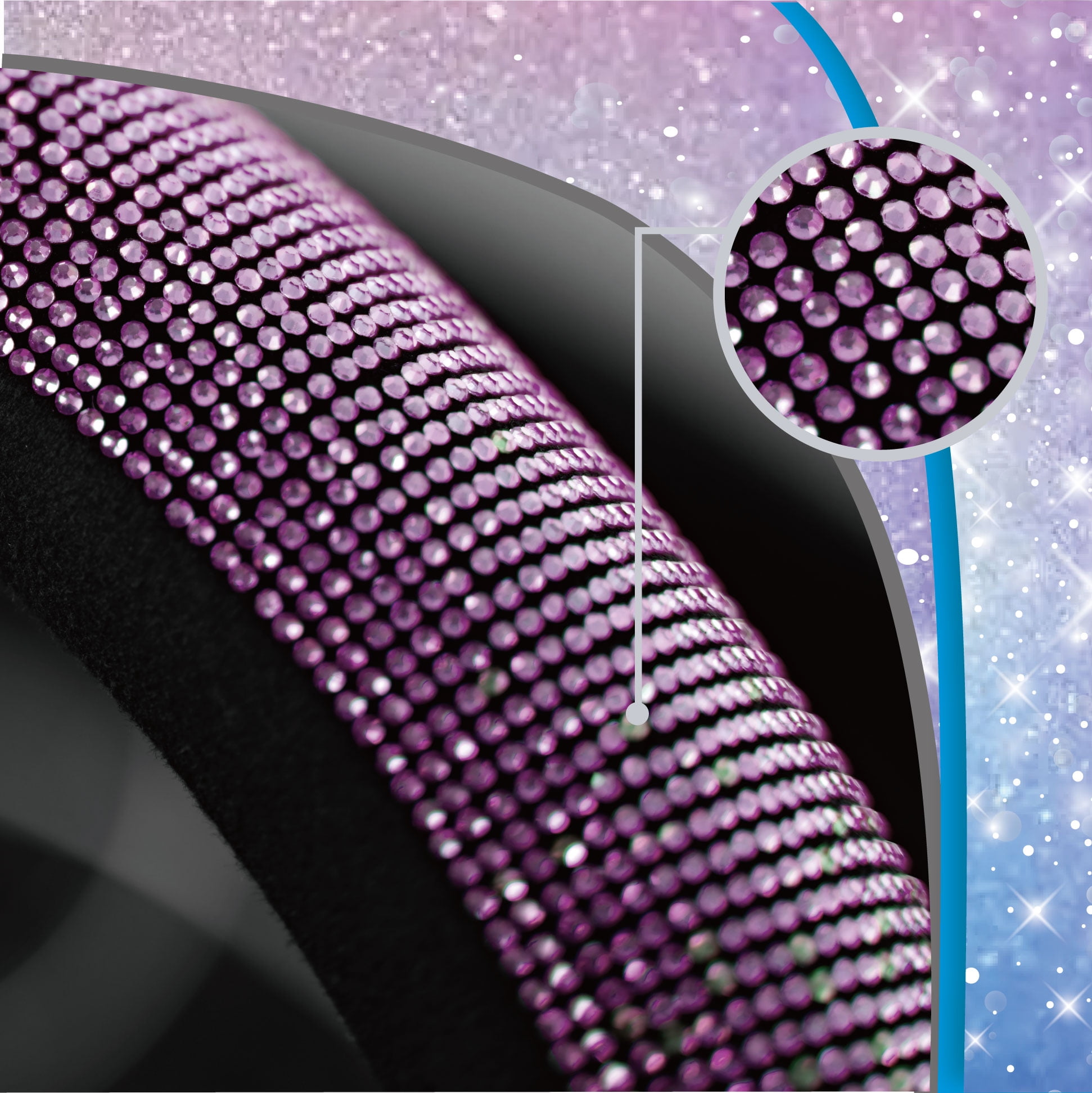 Auto Drive Bling Diamond Steering Wheel Cover, Sparkly Crystal Grip, Universal Fit for Cars,SUVs Pink Orange