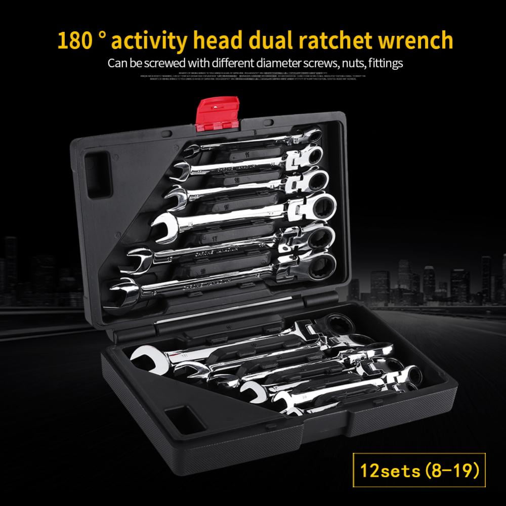 8-19mm Metric fixed Spanners Ratchet Wrench Polished Tool Set Kit 12 PCS NEW