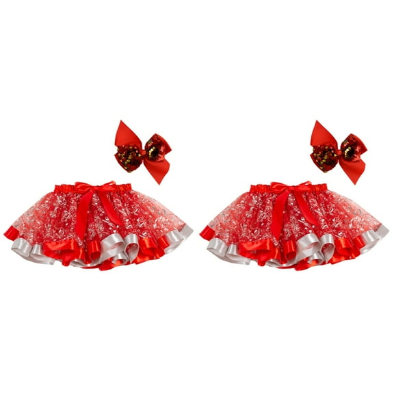 Jiyike 2 Sets Christmas Themed Skirt Girls Decorative Skirt Lovely Bubble Tutu Skirt
