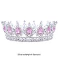 thumbnail image 1 of mmirethe Exquisite Craft And Delicate Pattern Rhinestone For Wedding Or Bridal Electroplated Tiaras Silver + pink 1Set, 1 of 6