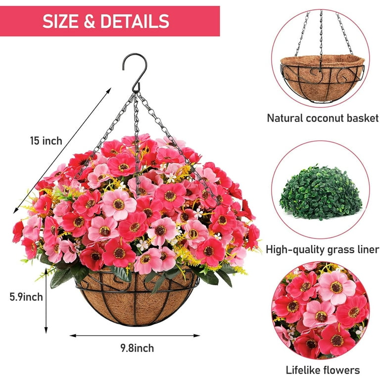 Outdoor Artificial Morning Glory Silk Flower Hanging Planter Patio Lawn  Garden 10inch Hanging Basket with Chain Flowerpot - Walmart.com