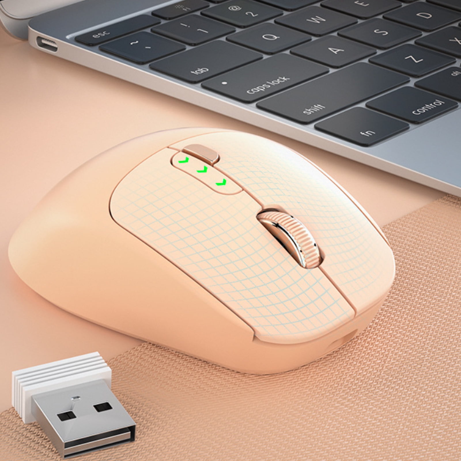 Tuphregyow Wireless Bluetooth Mouse Rechargeable Visible Power Quiet Office High-value DPI Adjustable Notebook Tablet PC Universal Mouse Pink