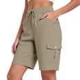 thumbnail image 6 of 9" 10" Inseam Hiking Cargo Shorts Womens 6 Pockets Pull on Bermuda Shorts Lightweight Quick Dry Outdoor Workout Running Athletic Short Summer Travel Loose Khaki M, 6 of 6