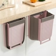 thumbnail image 1 of Bote de Basura Plástico Plegable para Montar en la Pared, Cubo de Almacenamiento Colgante Telescópico, Diseño Ahorrador de Espacio para Cocina/Baño, Gris/Rosa, 28.5x25x18.5cm, 1 of 6