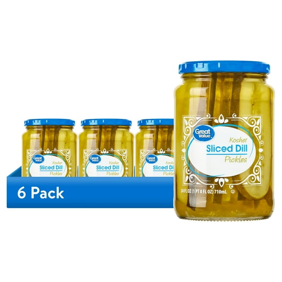 Great Value Kosher Sliced Dill Pickles Fresh Pack, 24 fl oz