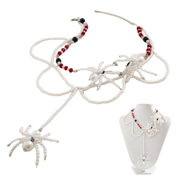 Collar de araña gótica vintage, colgante de araña de Halloween, joyería de estilo punk con forma de reptil