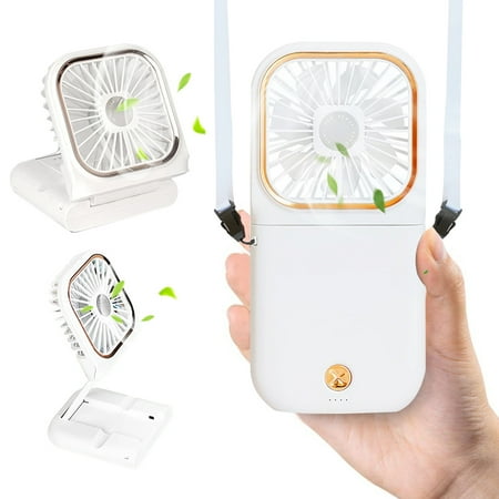 

Mini Handheld Fan Portable Rechargeable Fan 3000mAh P-Li Battery 8-10 Hours Work Personal Usb Fan Handheld Neckhang Desktop Fan Rechargeable Fan Portable with Neck Lanyard Neck Fan White