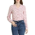 thumbnail image 6 of Allegra K Women's Button Down V Neck Long Sleeve Floral Blouse, 6 of 7