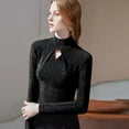 thumbnail image 2 of PIKADINGNIS Golden Hollow Out Womens Blouse Fashion Slim Fit Turtleneck Bottom Blouses Female Elegant Long Sleeve Shirts Tops, 2 of 6