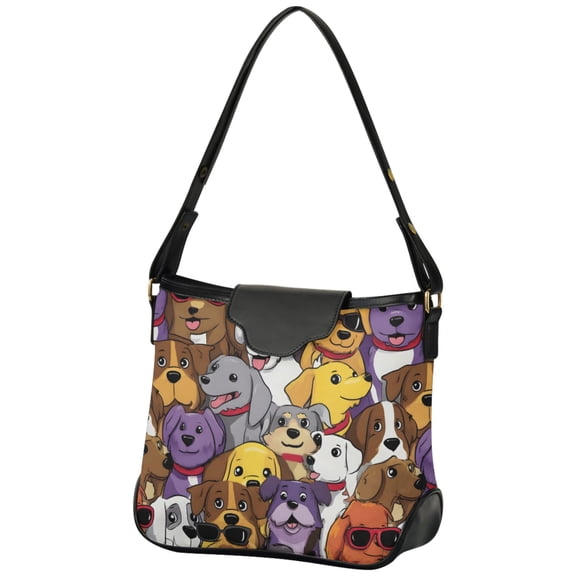 ALAZA Women Hobo Shoulder Handbag Dog Colorful Print Tote Bag Large Capacity Purse