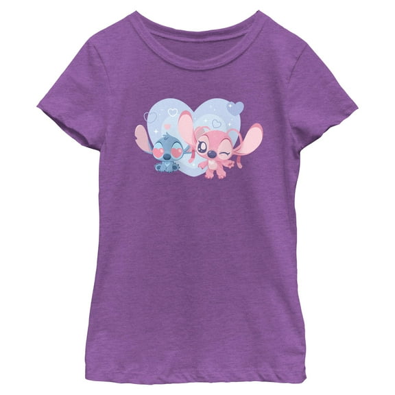 Girls Lilo & Stitch Alien Couple In Love T Shirt