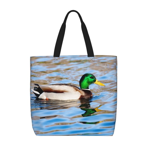 Balery Mallard Duck Swimming In A River Bolsa de Mano para Mujeres con Cremallera, Bolsa de Gimnasio con Compartimentos, Bolsa para Laptop, Bolsa para Trabajo